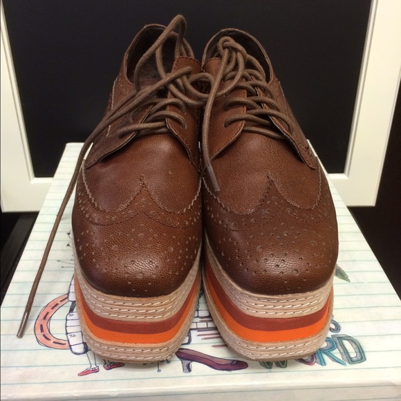 Jeffery Campbell Brown wingtip  platform shoes