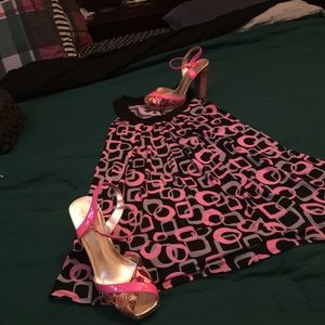 Pink and black dress, no sleeves