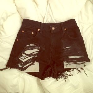 Levi's Black High Waisted Distressed Shorts