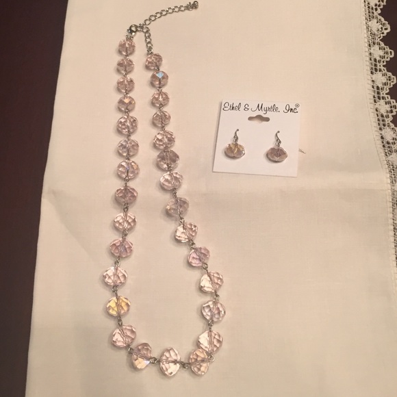 Pretty In Pink Crystal Earrings and Necklace Set