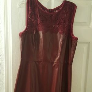 Burgundy Calvin Klein leather dress size 14