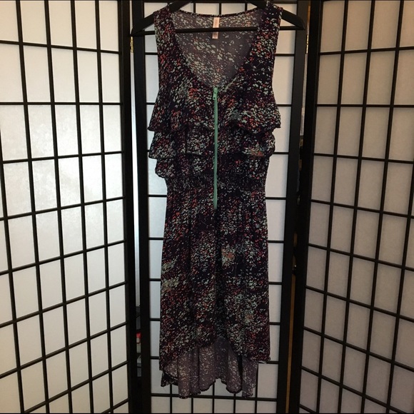 Xhiliration high-low printed dress w/ front zipper