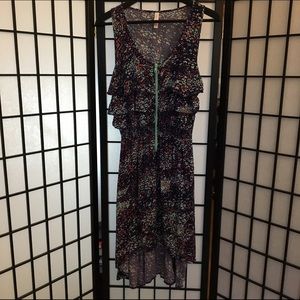 Xhiliration high-low printed dress w/ front zipper