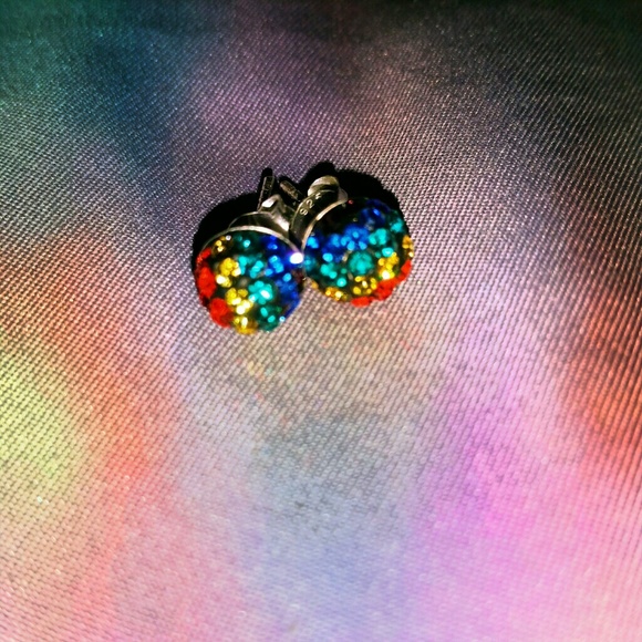 Rainbow rhinestone earrings