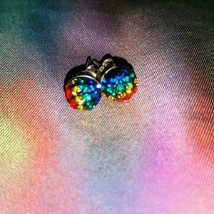 Rainbow rhinestone earrings