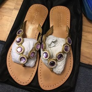 Mystique purple and gold crystal sandals/thong