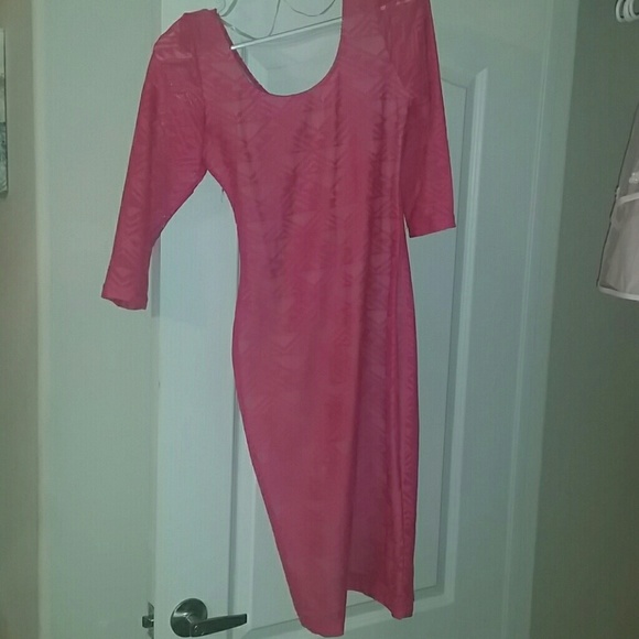 New hot pink lace midi dress