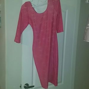 New hot pink lace midi dress