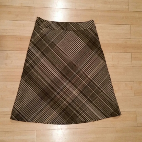 Loft Wool Plaid Skirt
