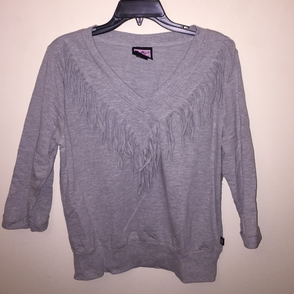 🎄French Terry 3/4 sleeve fringe sweatshirt 80s