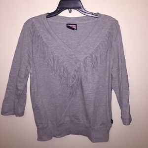 🎄French Terry 3/4 sleeve fringe sweatshirt 80s