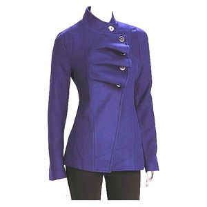 CC Couture assymetrical ruffled wool blend coat