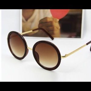 Brown Round Circle Sunglasses