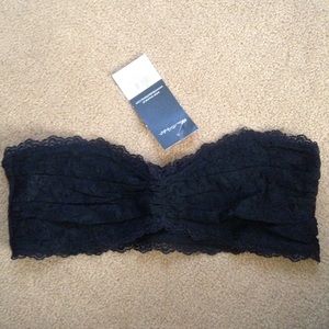 NWT UK4 XS black lace bandeau crop top