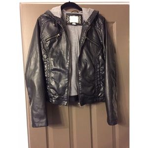 Forever 21 leather style hooded jacket