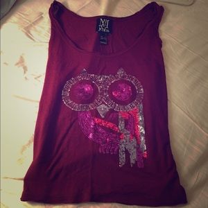MANGO Sequin Owl top