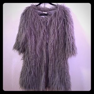 Cool grey faux fur coat