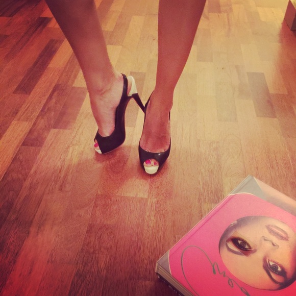 Christian Louboutin SlingBacks with white peep-toe