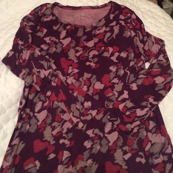Eggplant/Gray/Pink Long Sleeved Crew Neck Tee