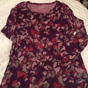 Eggplant/Gray/Pink Long Sleeved Crew Neck Tee