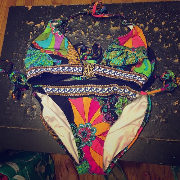 Trina Turk Bright Paisley Halter Bikini Top