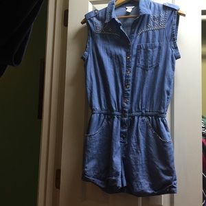 Jean romper w gold embellishments from forever 21