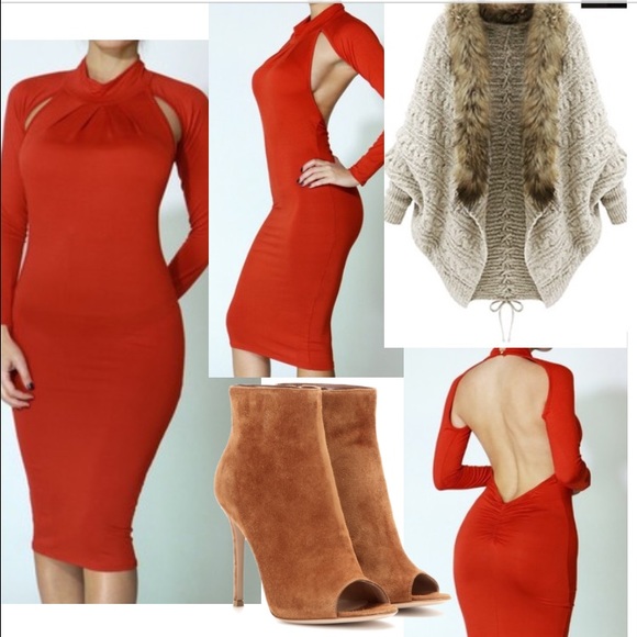 Red long sleeve dress