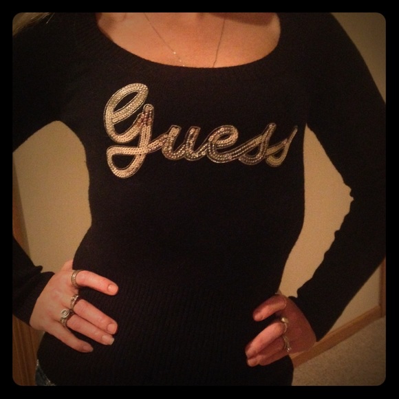 Guess sequin long sleeved sweater size small