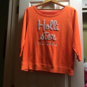 3/4 sleeves, boat neck, Hollister crew neck