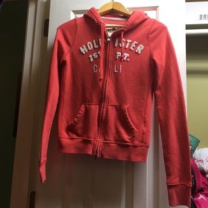 Coral zip-up Hollister hoodie