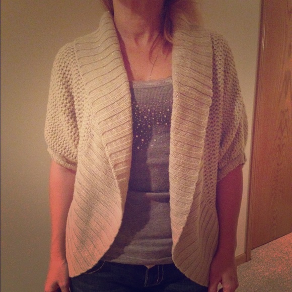 Studio Y Tan and Shimmer Short Sleeved Cardigan