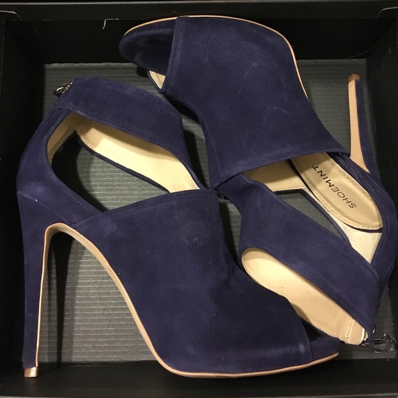 Navy Blue Purple Peep Toe Stilettos