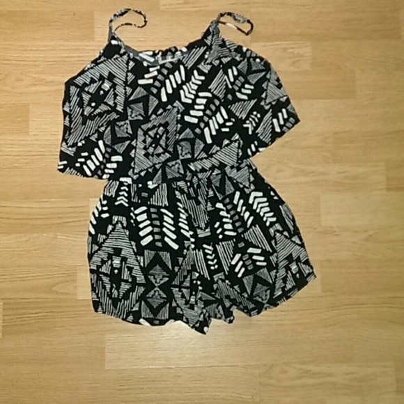 Black and white tribal romper