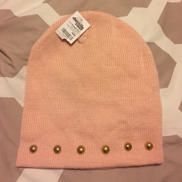 Pink studded beanie