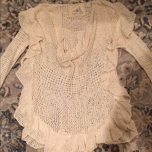 *Anthropologie* Cream crochet sweater