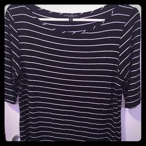 Black and white striped knit top