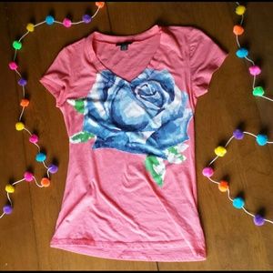 Blue Rose V-neck Tee
