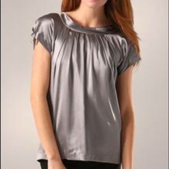 Rebecca Taylor V Back blouse in Charcoal