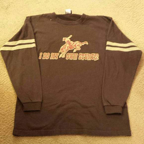 I do my own stunts brown t-shirt.