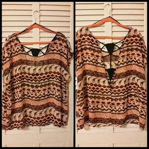 Forever 21Plus Tribal Chiffon Blouse