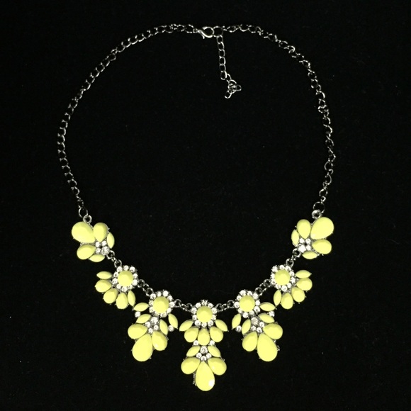 Statement Necklace w/Yellow Stones & Rhinestones