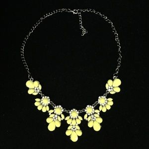 Statement Necklace w/Yellow Stones & Rhinestones