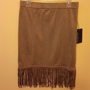 💕Faux Suede fringe Skirt💕Artisan NY