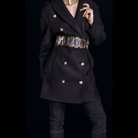 Balmain x HM belted peacoat sz 8 New with tags