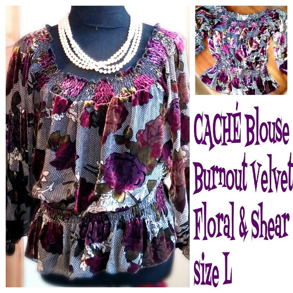 Cache Burnout velvet floral blouse