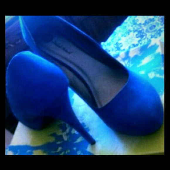 Blue suede heels