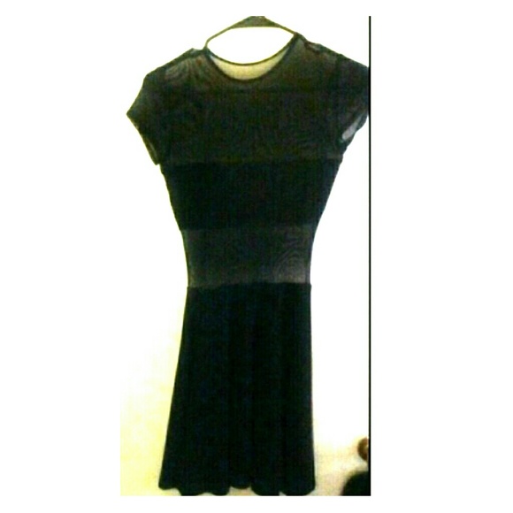 All black striped sheer dress