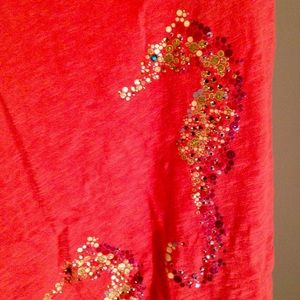 Sparkly Coral Seahorse Tank Top