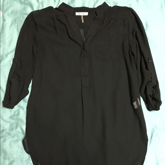 Sheer black 1/2 sleeve blouse