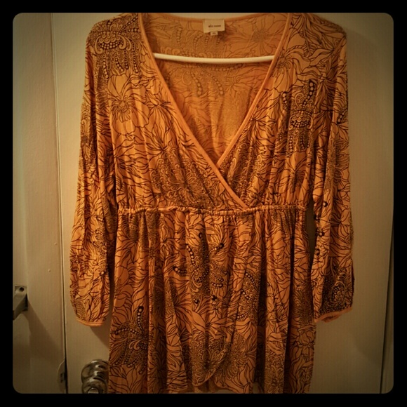 Ella Moss Gold Asian Inspired babydoll top